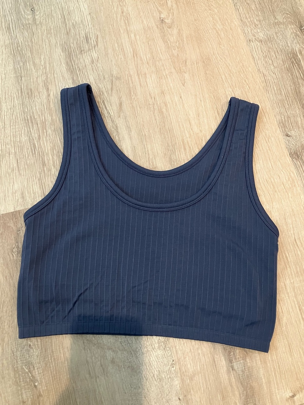 aerie Ribbed Navy Scoop Crop Tank